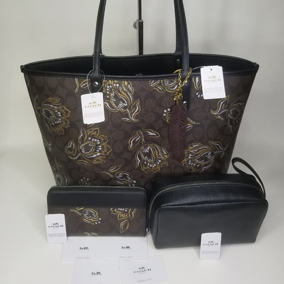 COACH 4 SET DESIGNER BAG MAKEUP CASE WALLET CHARM - Picture 7 of 12